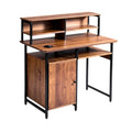 **Technische titel in het Nederlands: ** Moderne bureau met lagen en opbergruimte in houtlook