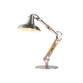 **Technische titel in het Nederlands: Modern verstelbaar bureau lamp met houten en metalen details**