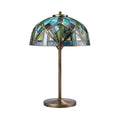 **Technische titel in het Nederlands**: **Stijlvolle Tiffany-lamp met groene en blauwe glas-in-loodkap**