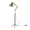 **Verstelbare Vloerlamp met Houten Armaturen en Metalen Kap**